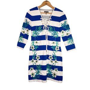 Juicy Couture Seaside Hibiscus Beach Floral Mini Dress MEDIUM